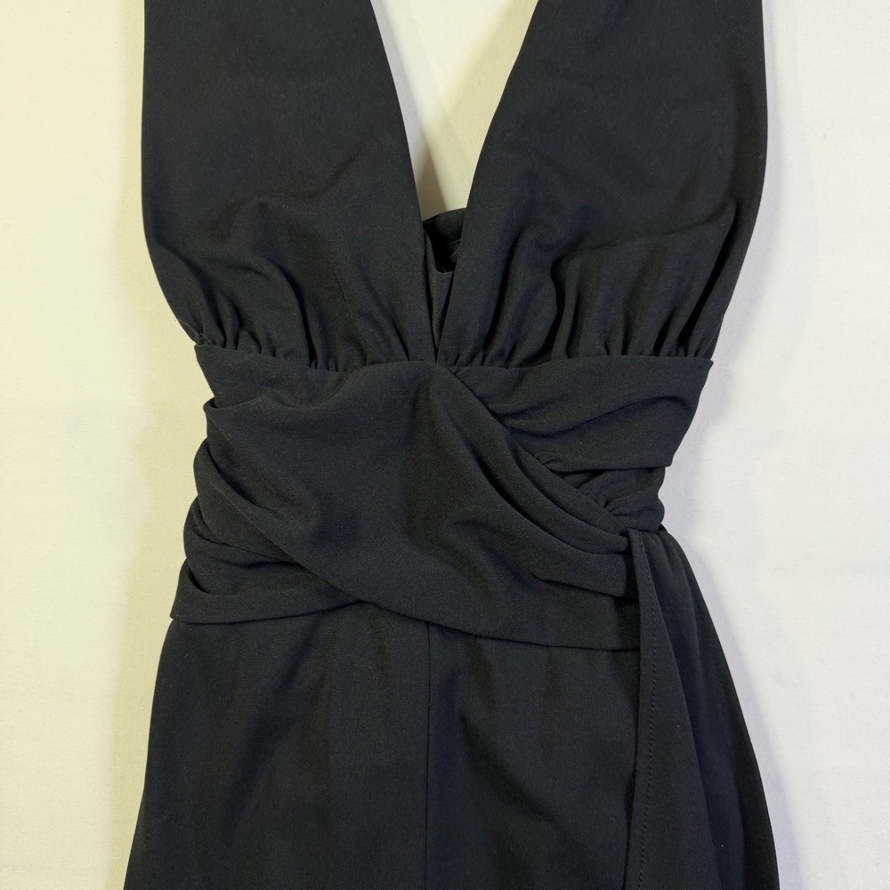 White House Black Market Black Plunge V-Neck Open Back Maxi Gown Dress 10 Sexy - Picture 5 of 14